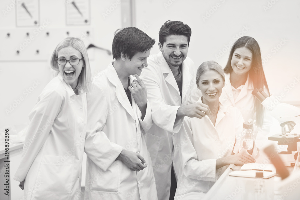 group of the students working at the laboratory group of the students working at the laboratory