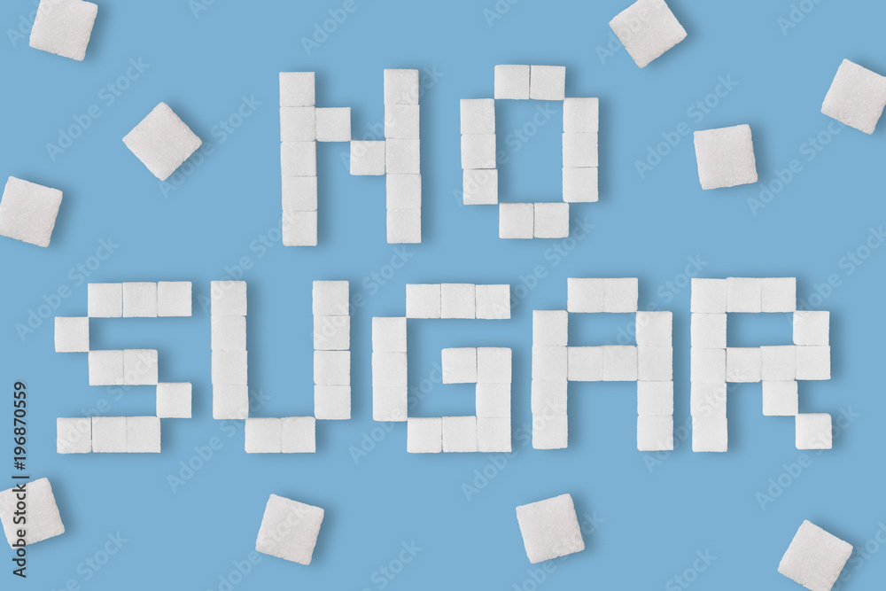 Word No sugar written with sugar cubes