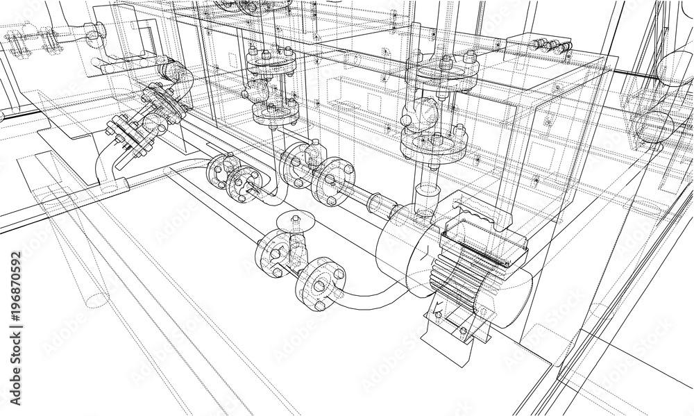 Sketch industrial equipment. Vector