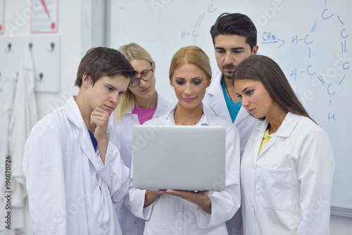 group of the students working at the laboratory