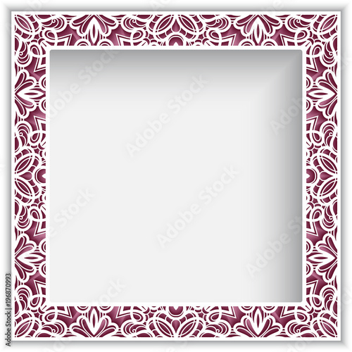 Square frame with cutout lace border pattern