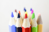 Multicolored pencils on a white background - Back to school concept