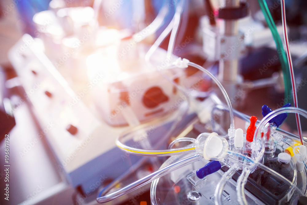 Heart lung machine for heart surgery in operating room. Apparatus of artificial circulation, background, Heart lung machine for heart surgery in operating room. Apparatus of artificial circulation, background,