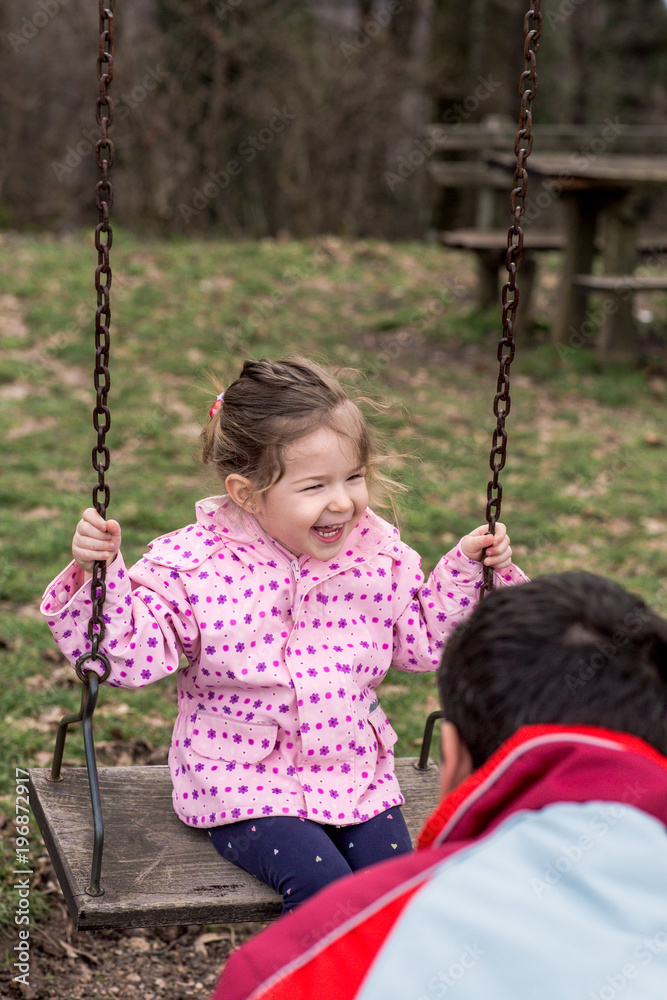 Child, Playing, Playground – smiling girl swinging.
