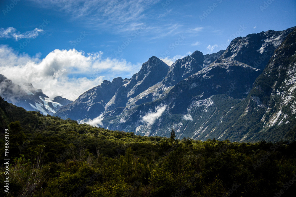 Mountains in Fiordland, New Zealand