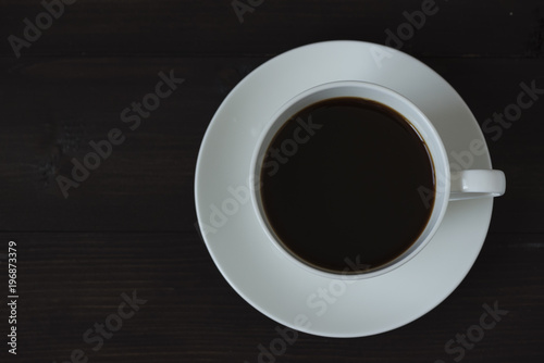 Top view of cup of black coffee