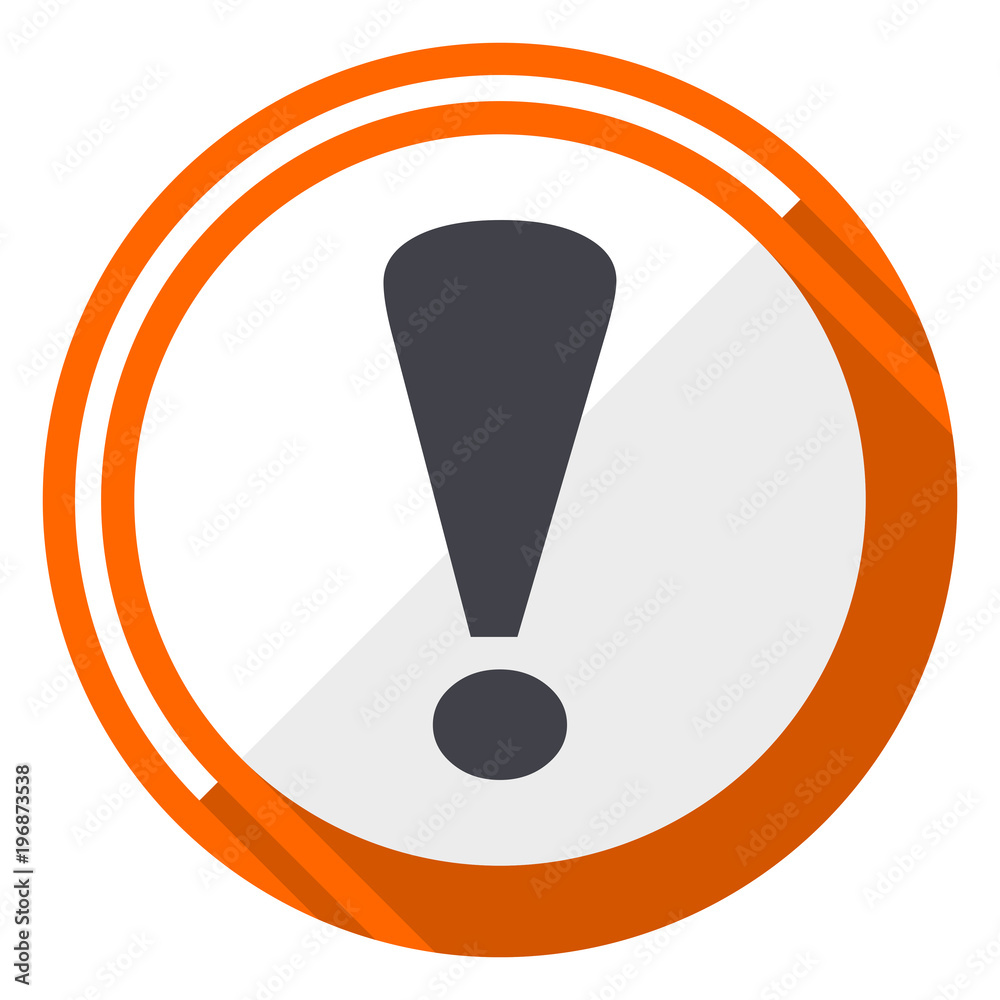 Exclamation sign orange flat design vector web icon Exclamation sign orange flat design vector web icon