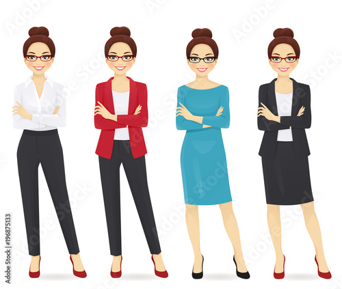 Business woman formal clothes set vector illustration