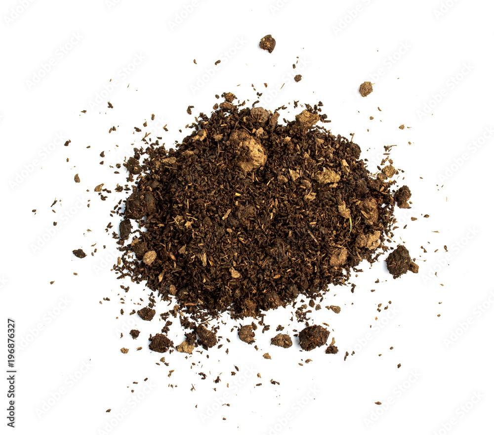 Soil or dirt section on white background Soil or dirt section on white background