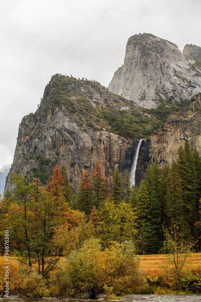 Spectacular views to the Yosemite waterfall in Yosemite National Park, California, USA