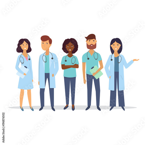 Doctors. Medical staff. Medical team concept. Flat design people character. Vector.