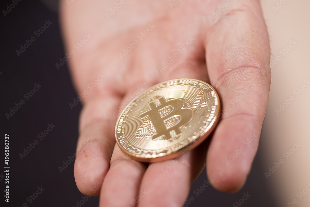 Fototapeta premium hand holding a bitcoin