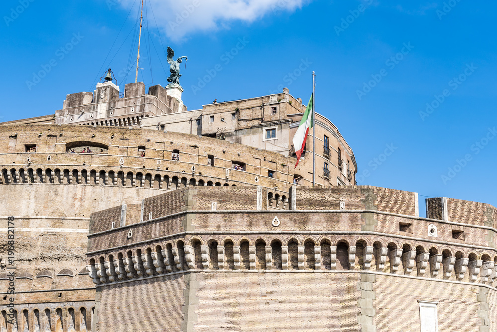 Ancient Castel Saint'Angelo in Rome, Italy. Castel Saint’Angelo in Rome. This Fortress was built as a mausoleum for the Emperor Hadrian.