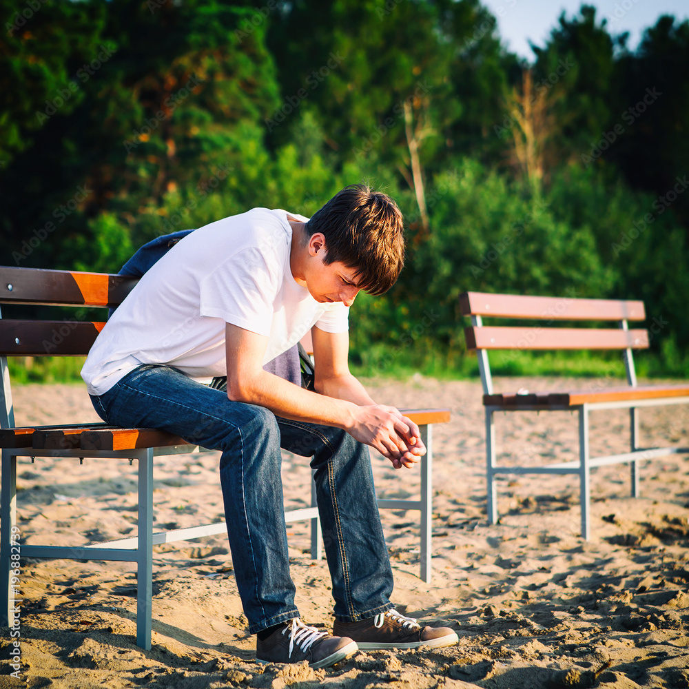 Fototapeta premium Sad Young Man outdoor