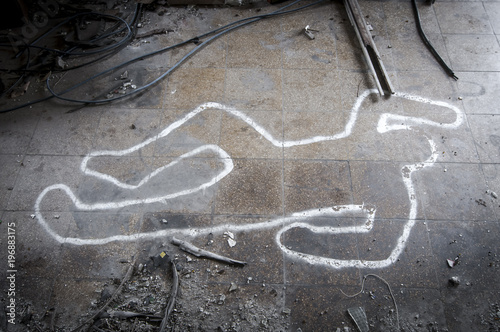  Tatort Kreide Zeichnung Umriss einer Leiche