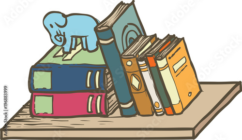 Row of Books on Shelf