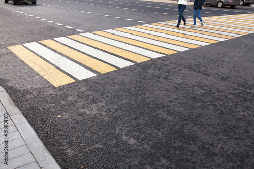 new white and yellow pedestrian bacground in the city