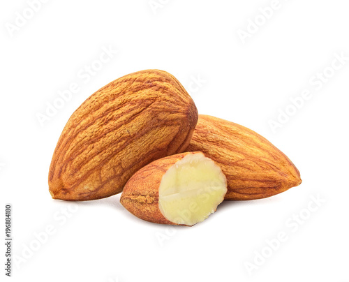 almonds isolated on a white background.