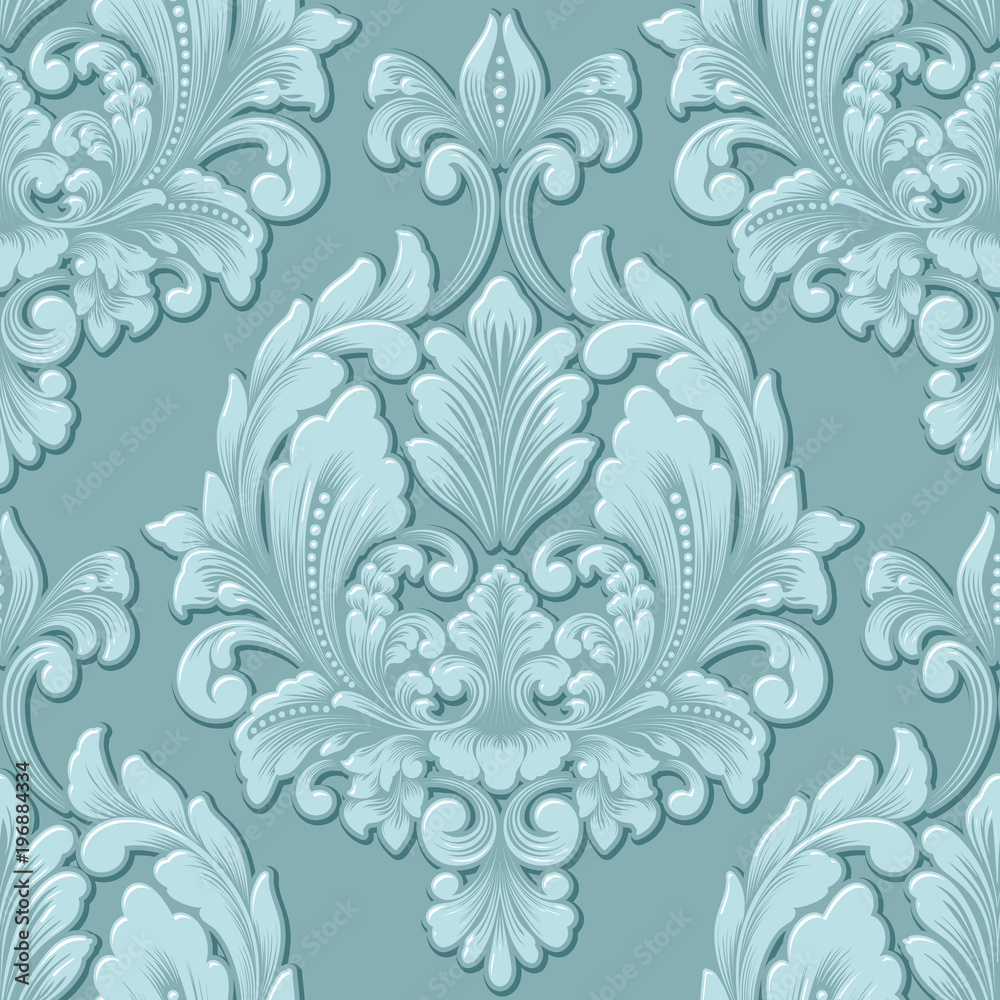 Vector volumetric damask seamless pattern element. Elegant luxury embossed texture for wallpapers, backgrounds and page fill. 3D elements with shadows and highlights. Vector volumetric damask seamless pattern element. Elegant luxury embossed texture for wallpapers, backgrounds and page fill. 3D elements with shadows and highlights.