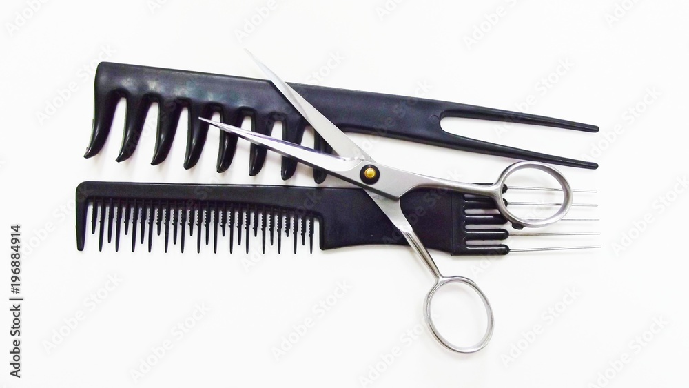 Hairdressing tools on white background. Hairdressing tools on white background.