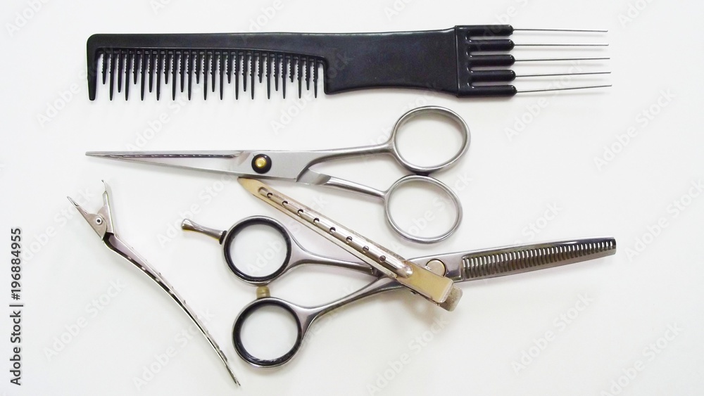 Hairdressing tools on white background. Hairdressing tools on white background.