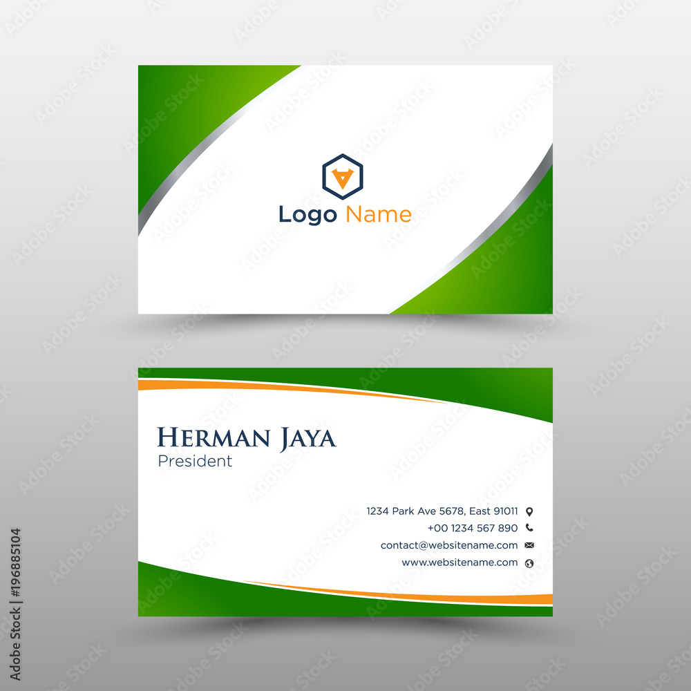 Naklejka premium Green Vector Business Card Template