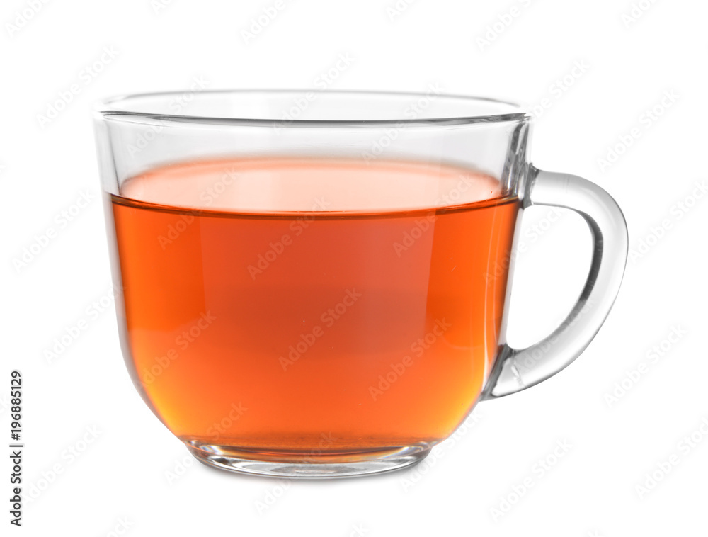 Glass cup of hot tea on white background Glass cup of hot tea on white background