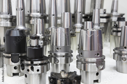 Cuadro en lienzo Tool holder ,the interface to the machine spindle  for machining process ; engineering equipment background