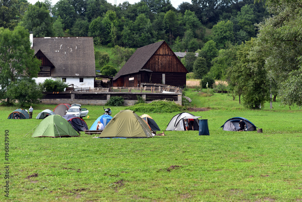 Camping people at Cesky Raj, Bohemian Paradise in Czech Republic