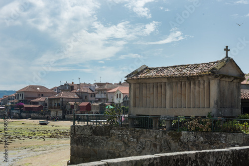 Horreos, traditional galician granary in Combarro. Galicia, Spain photo