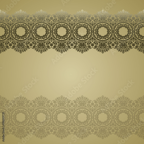 Gold lace borders, ornamental paper lines, vector. signboard name. Romantic wedding invitation. Abstract ornament. eps 10