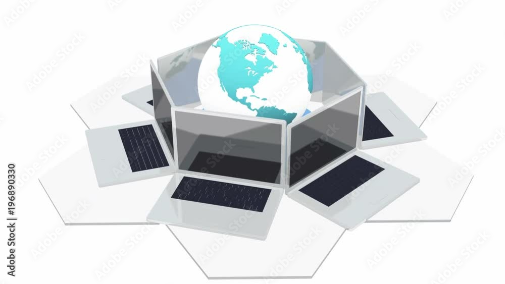4k laptop around 3d rotate earth,computer network,Devices Connecting To Internet Or Global Network,cloud computing. 4k laptop around 3d rotate earth,computer network,Devices Connecting To Internet Or Global Network,cloud computing.