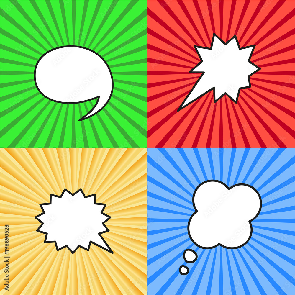 Set of blank speech bubbles in pop art style.