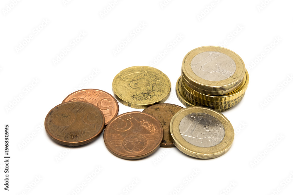 Various Euro coins isolated on white background Various Euro coins isolated on white background