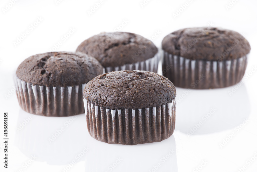 homemade cupcakes isolated on white background, close up