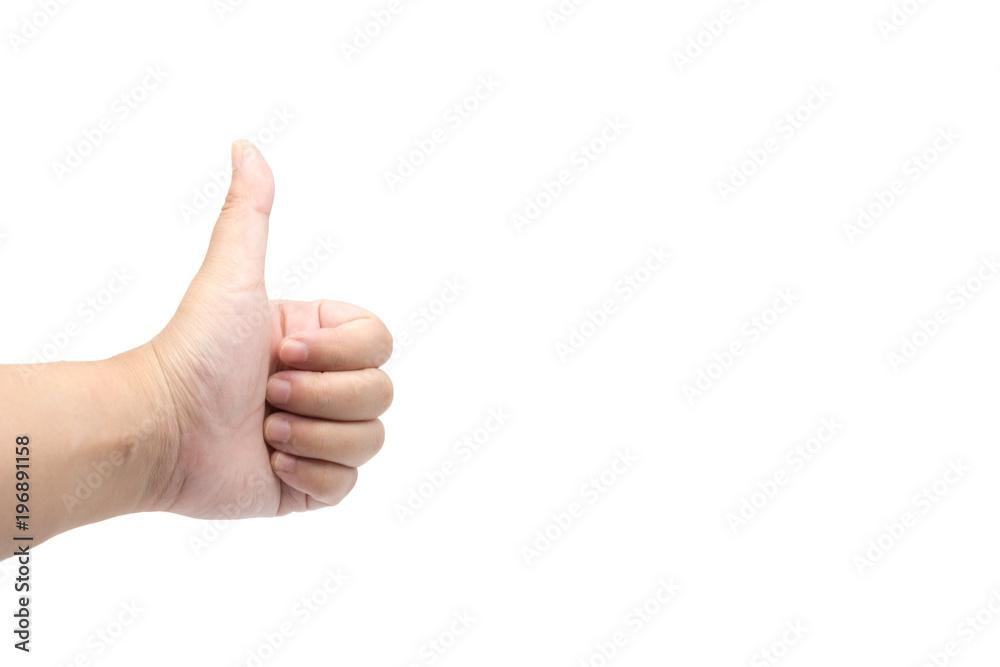 Thumbs up, a hand isolated on white background Thumbs up, a hand isolated on white background