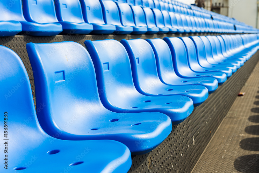 Fototapeta premium Blue seats on the grandstand