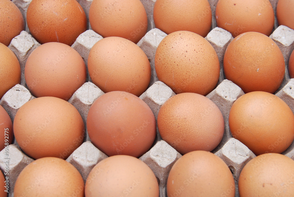 close up on brown eggs in egg box close up on brown eggs in egg box