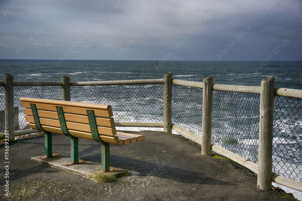 Park bench in Depoe Bay on the Oregon coast U.S.a. Park bench in Depoe Bay on the Oregon coast U.S.a.