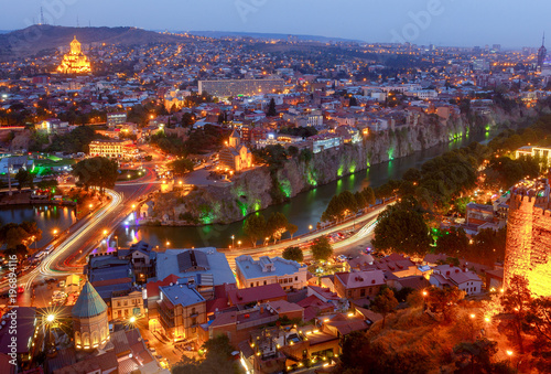 Tbilisi. View of the city at night. © pillerss
