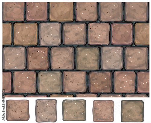 Vector seamless texture  stones wall, pavement and  brick elements for design .
