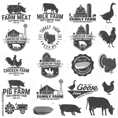 American Farm Badge or Label. Vector illustration.