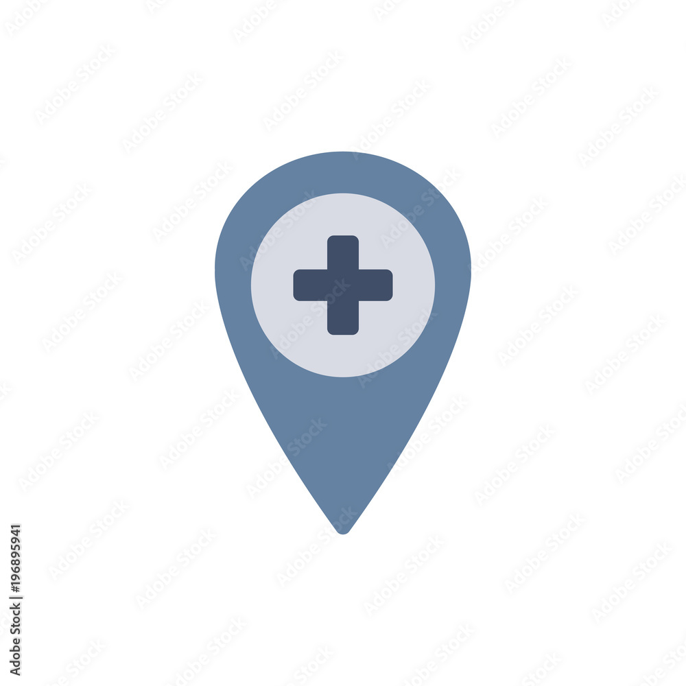 Hospital map pointer. Medical icon. Isolated on white. Vector Hospital map pointer. Medical icon. Isolated on white. Vector