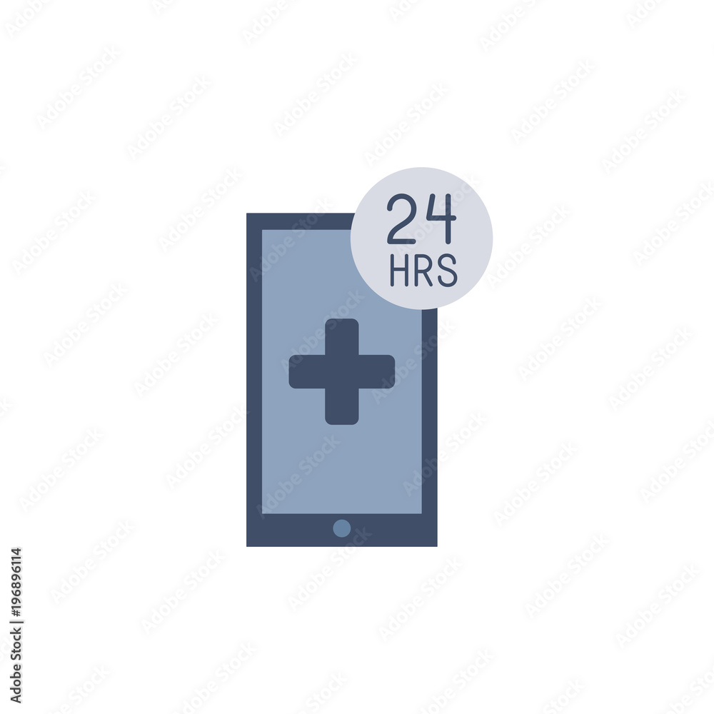 Medical phone. 24 hours. Isolated on white. Vector illustration. Medical phone. 24 hours. Isolated on white. Vector illustration.