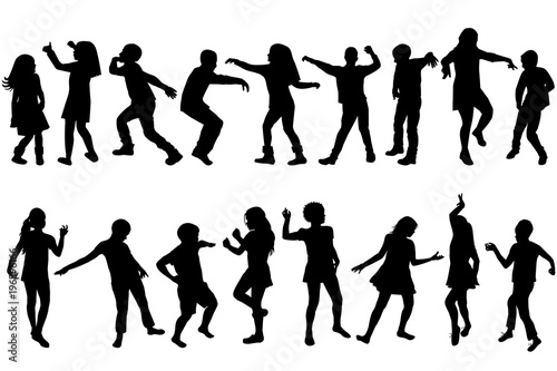 Silhouettes of children dancing