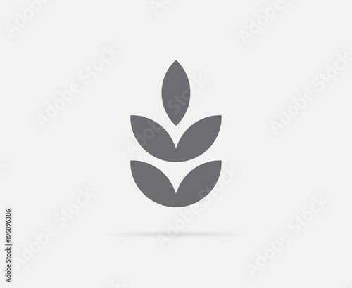 Ear of Wheat Raster Element or Icon, Illustration Ready for Print or Plotter Cut or Using as Logotype with High Quality