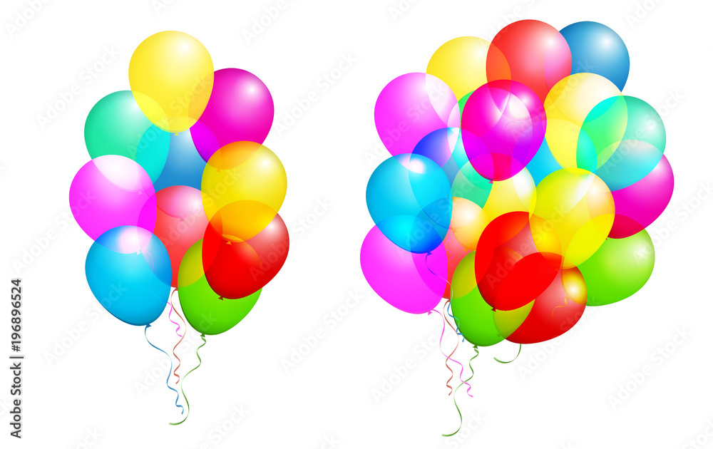 Color Glossy Balloons Set isolated on White in Raster Illustration Color Glossy Balloons Set isolated on White in Raster Illustration