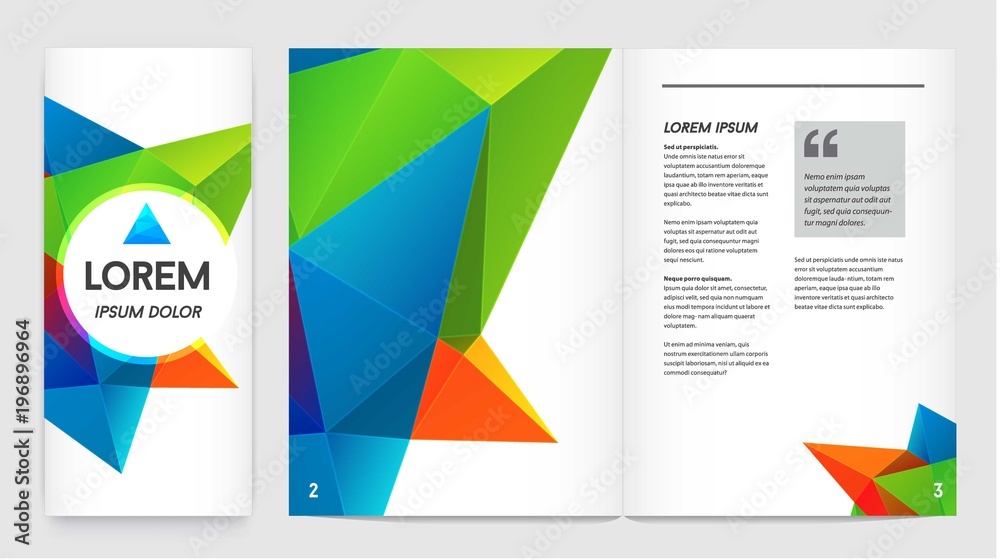 Set of Visual identity with letter logo elements polygonal style Letterhead and geometric triangular design style brochure cover template mockups for business with Fictitious names Set of Visual identity with letter logo elements polygonal style Letterhead and geometric triangular design style brochure cover template mockups for business with Fictitious names