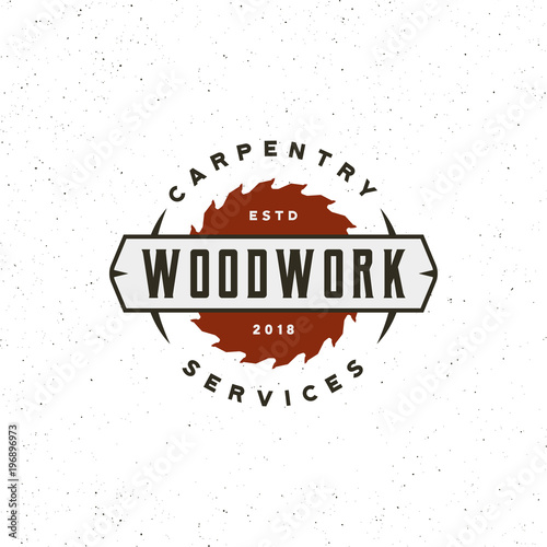 vintage carpentry logo. retro styled wood works emblem. vector illustration