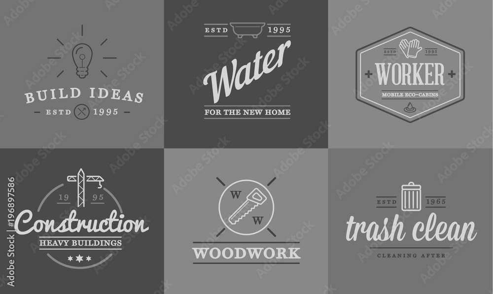 Set of Raster Construction Building Icons Home and Repair can be used as Logo or Icon in premium quality